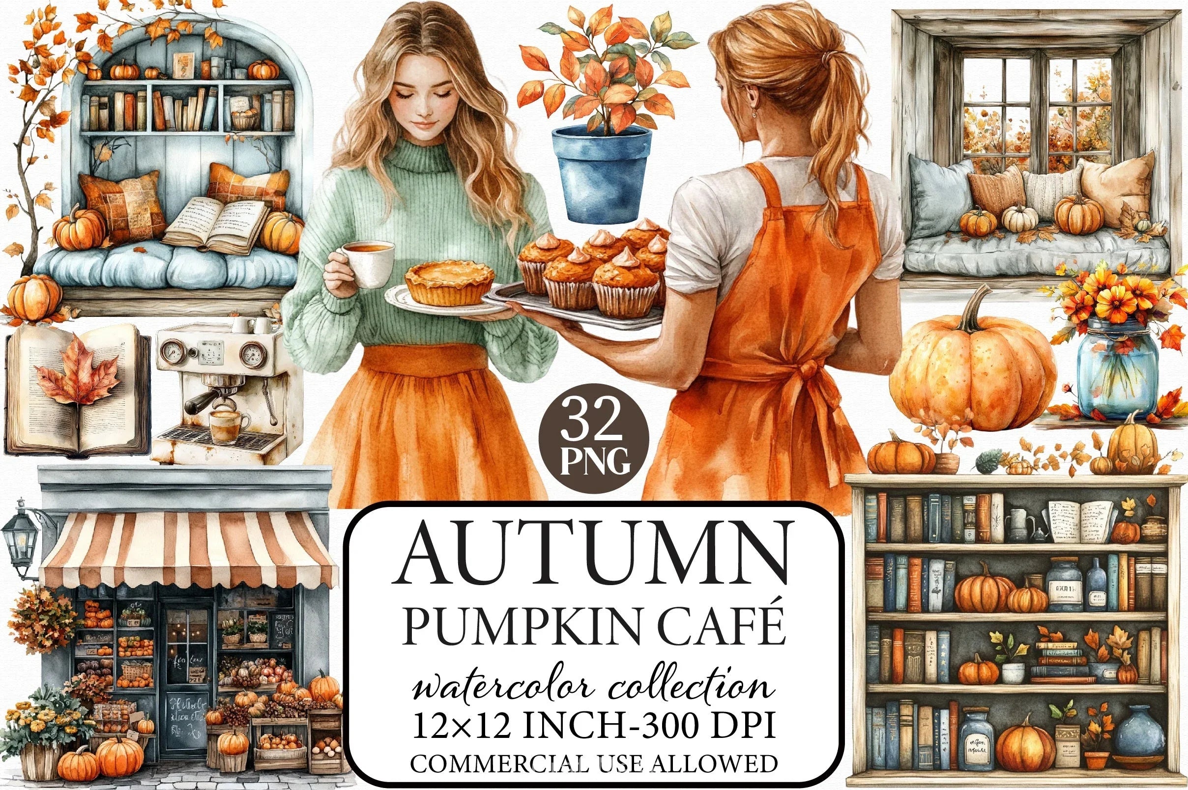 Autumn Pumpkin Caf√© Clipart Bundle - CraftNest - Digital Crafting and Art