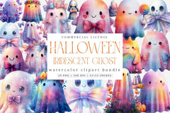 Iridescent Halloween Ghost Clipart Bundle 8 - CraftNest - Digital Crafting and Art