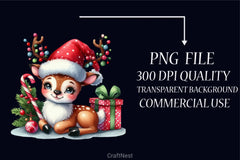 Funny Christmas Reindeer Clipart Bundle - CraftNest - Digital Crafting and Art