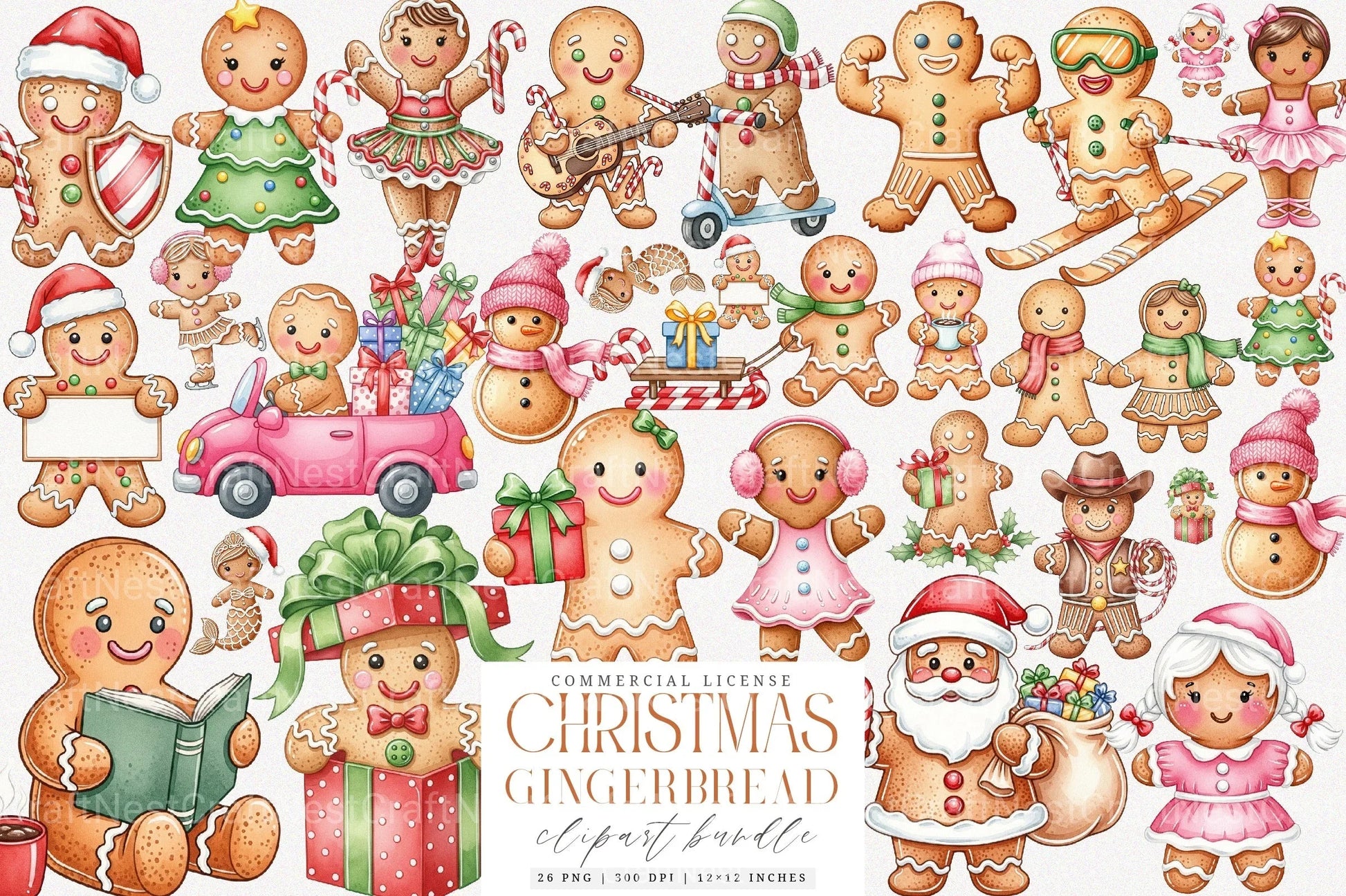 Christmas Gingerbread Man Clipart Bundle 4 - CraftNest - Digital Crafting and Art