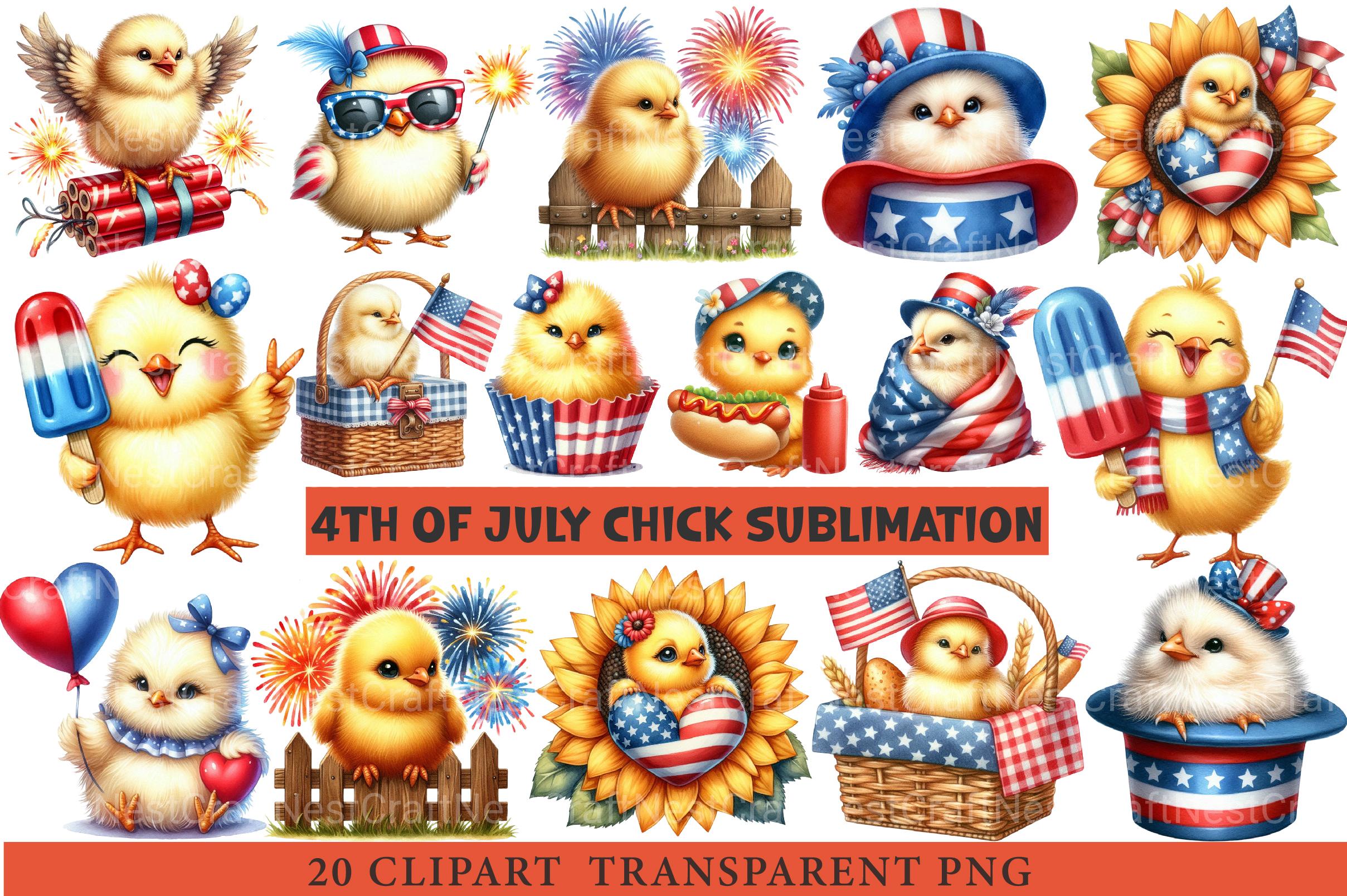 4th of July Chick Sublimation Clipart