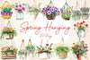 Spring Hanging Planters Clipart Bundle