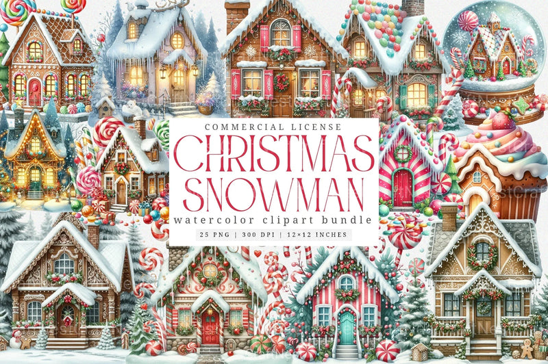 Whimsical Christmas Houses Clipart Bundle - CraftNest - Digital Crafting and Art