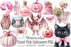 Pastel Pink Halloween Clipart Bundle - CraftNest - Digital Crafting and Art