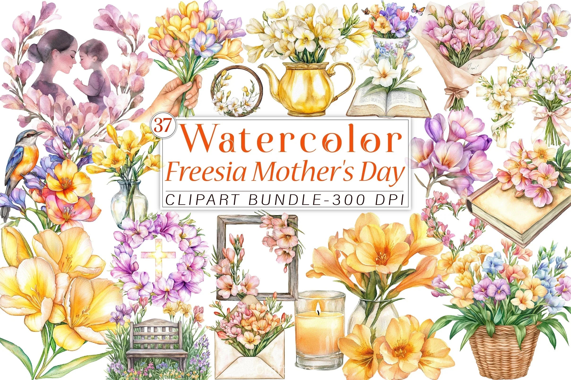 Freesia Mother's Day Clipart Bundle - CraftNest - Digital Crafting and Art