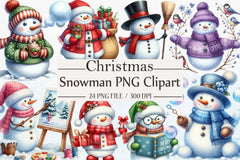 Christmas Snowman Clipart Bundle 11 - CraftNest - Digital Crafting and Art