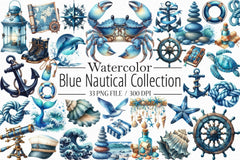 Blue Nautical Clipart Bundle - CraftNest - Digital Crafting and Art