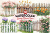 Spring Flower Fence Clipart Bundle 2