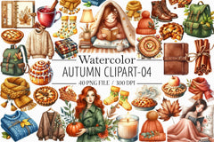 Watercolour Autumn Clipart Bundle - CraftNest - Digital Crafting and Art