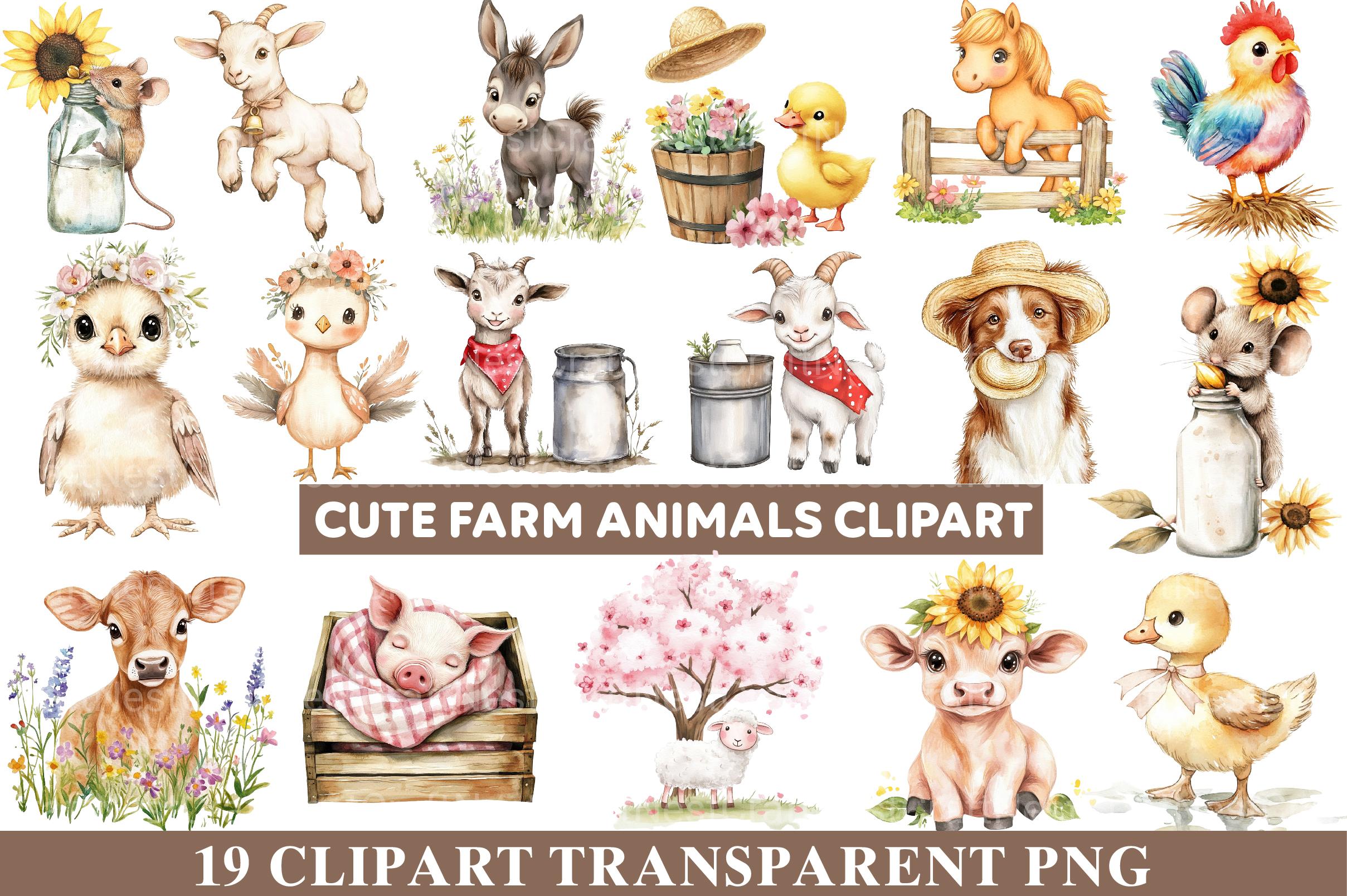 Cute Farm Animals Clipart 1