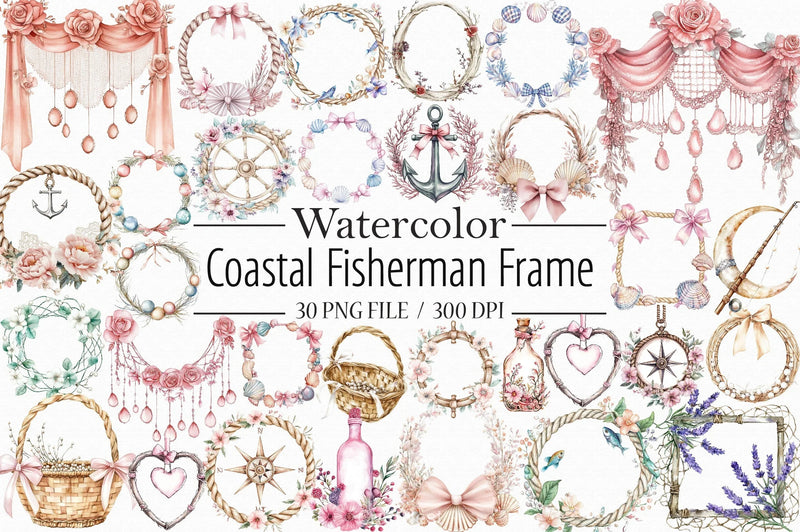 Coquette Coastal Fisherman Clipart Bundle 2 - CraftNest - Digital Crafting and Art