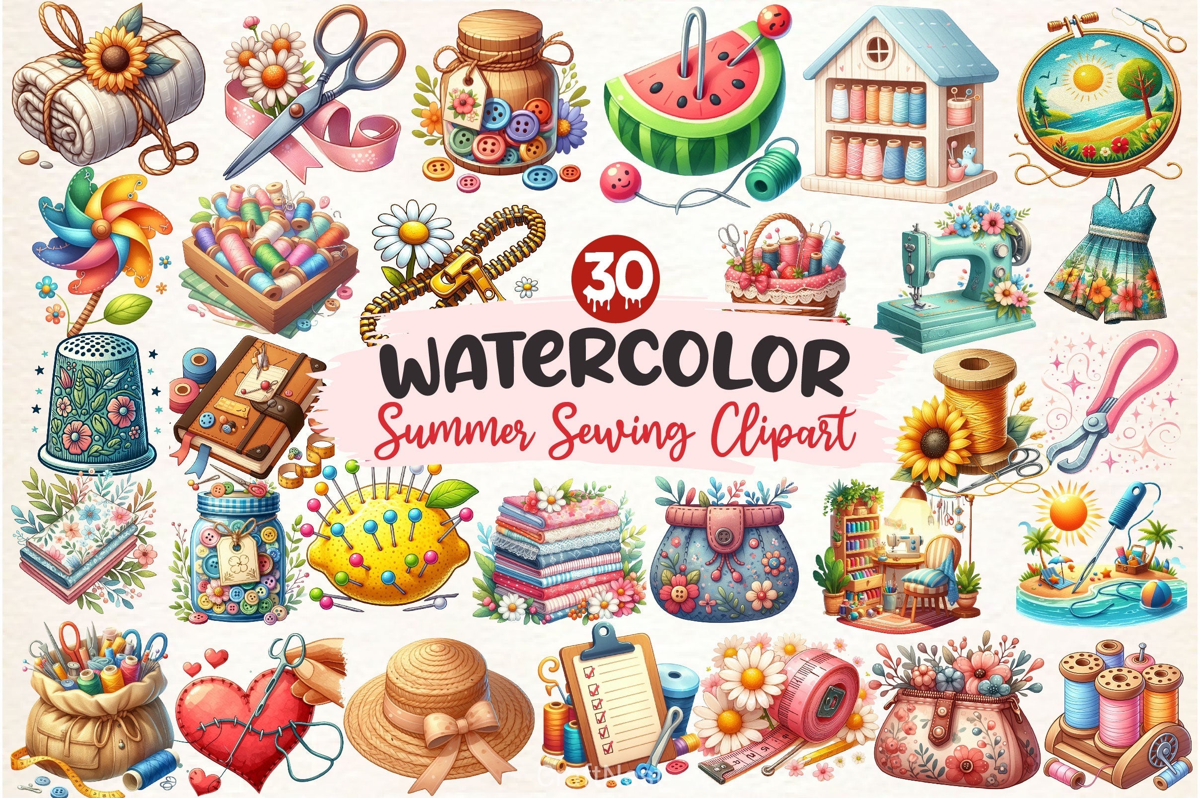 Summer Sewing Clipart Bundle