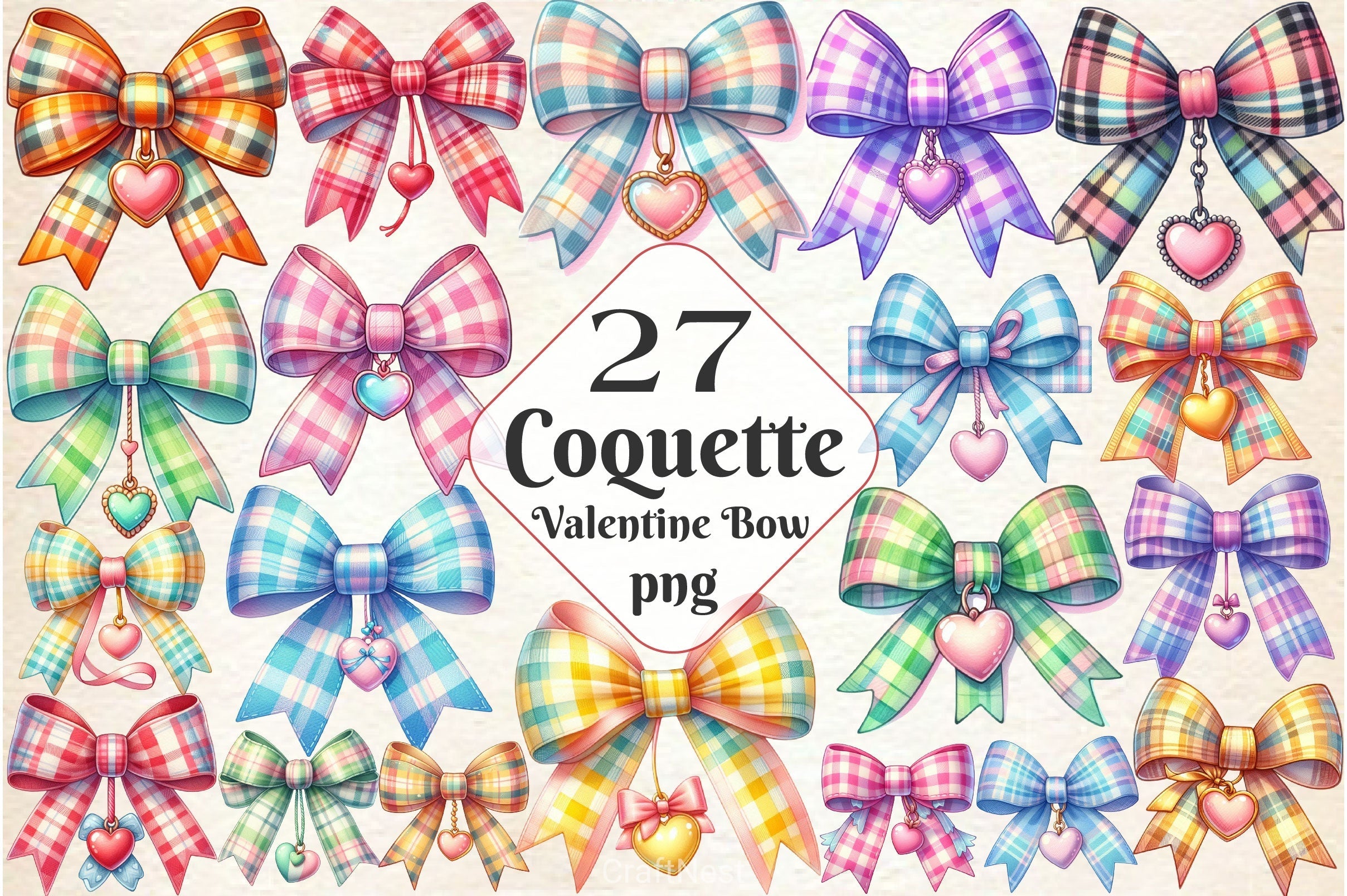 Coquette Valentine Bow Clipart Bundle 4
