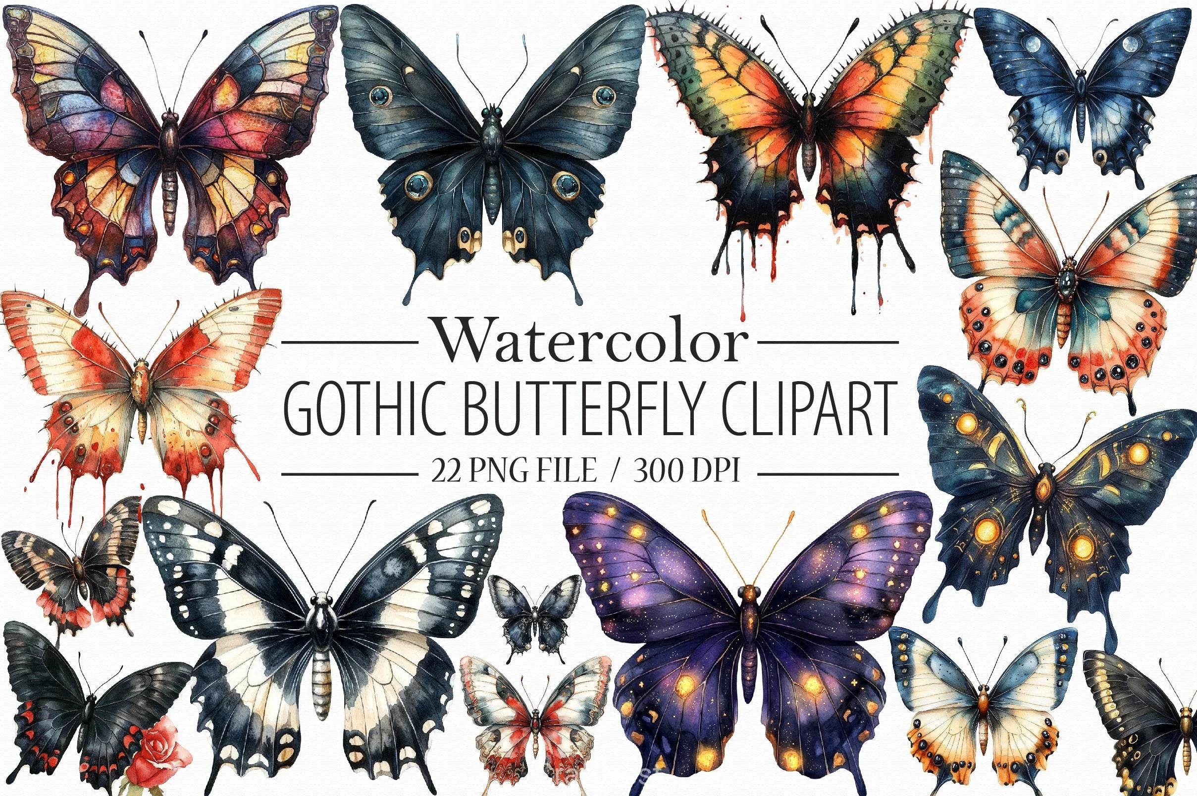 Gothic Butterfly Clipart Bundle - CraftNest - Digital Crafting and Art