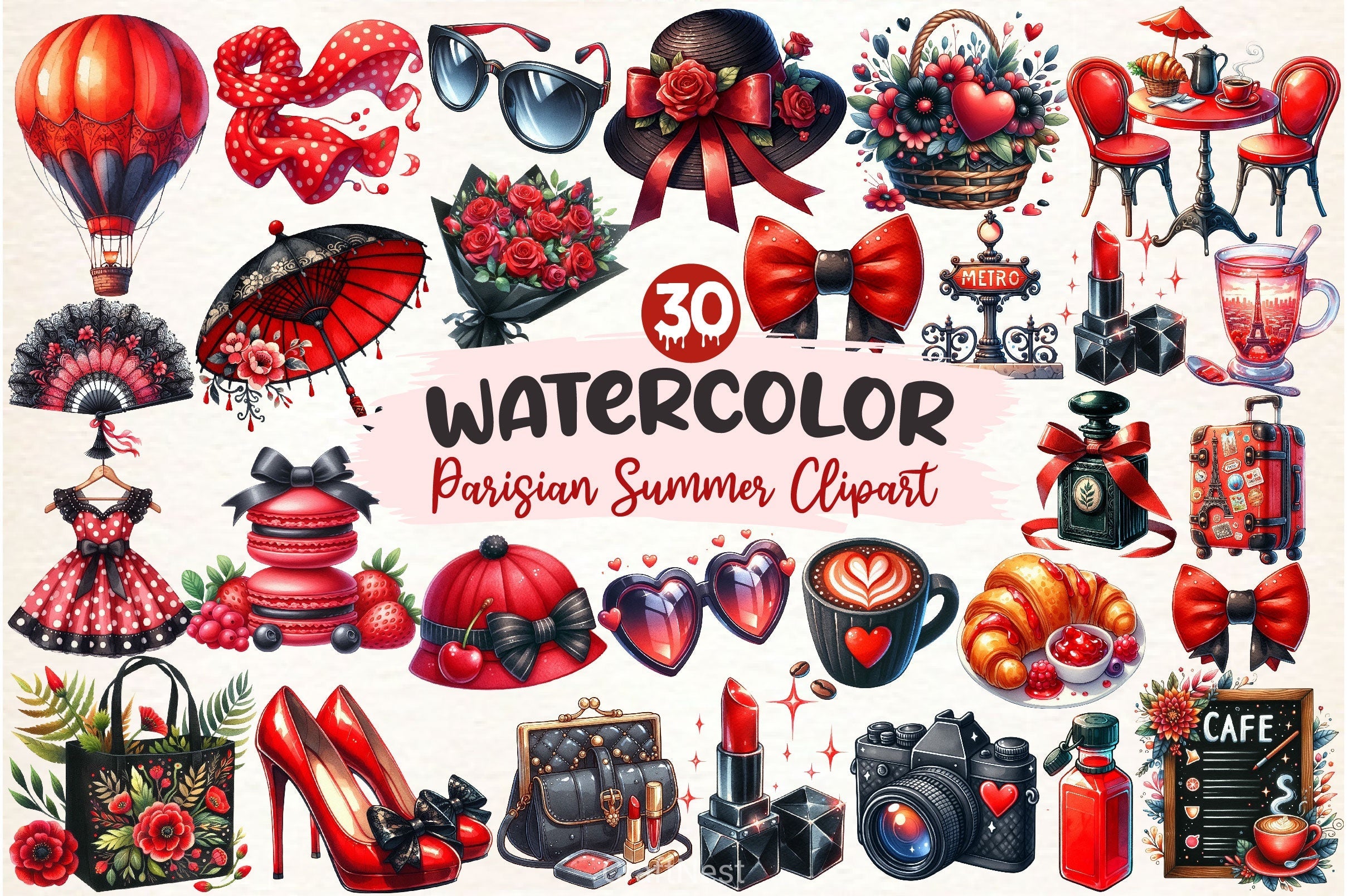 Parisian Summer Clipart Bundle 3