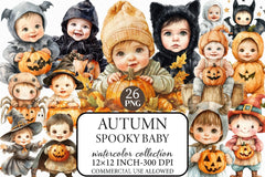 Autumn Spooky Baby Clipart Bundle - CraftNest - Digital Crafting and Art