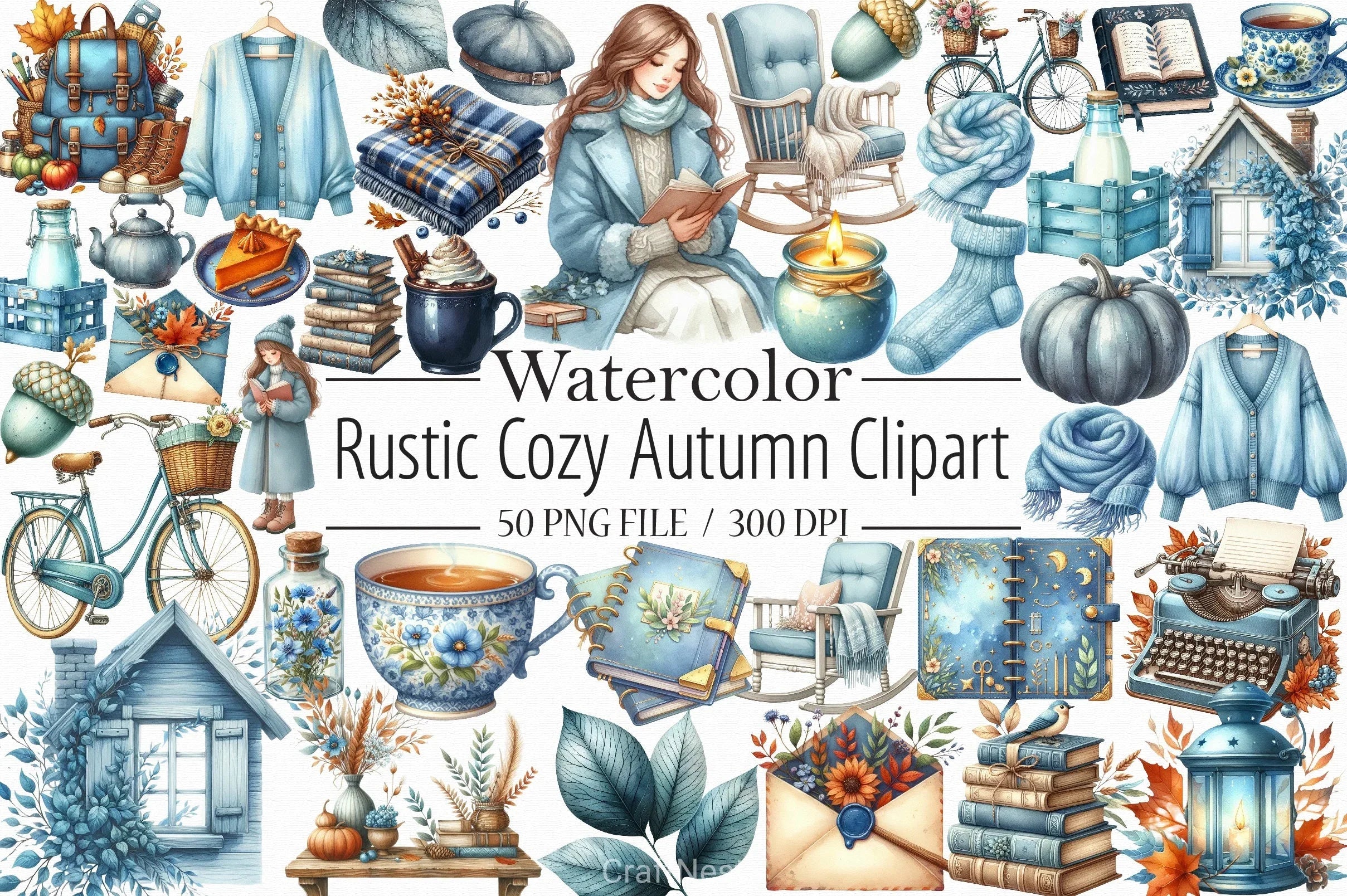 Rustic Cozy Autumn Clipart Bundle 11 - CraftNest - Digital Crafting and Art