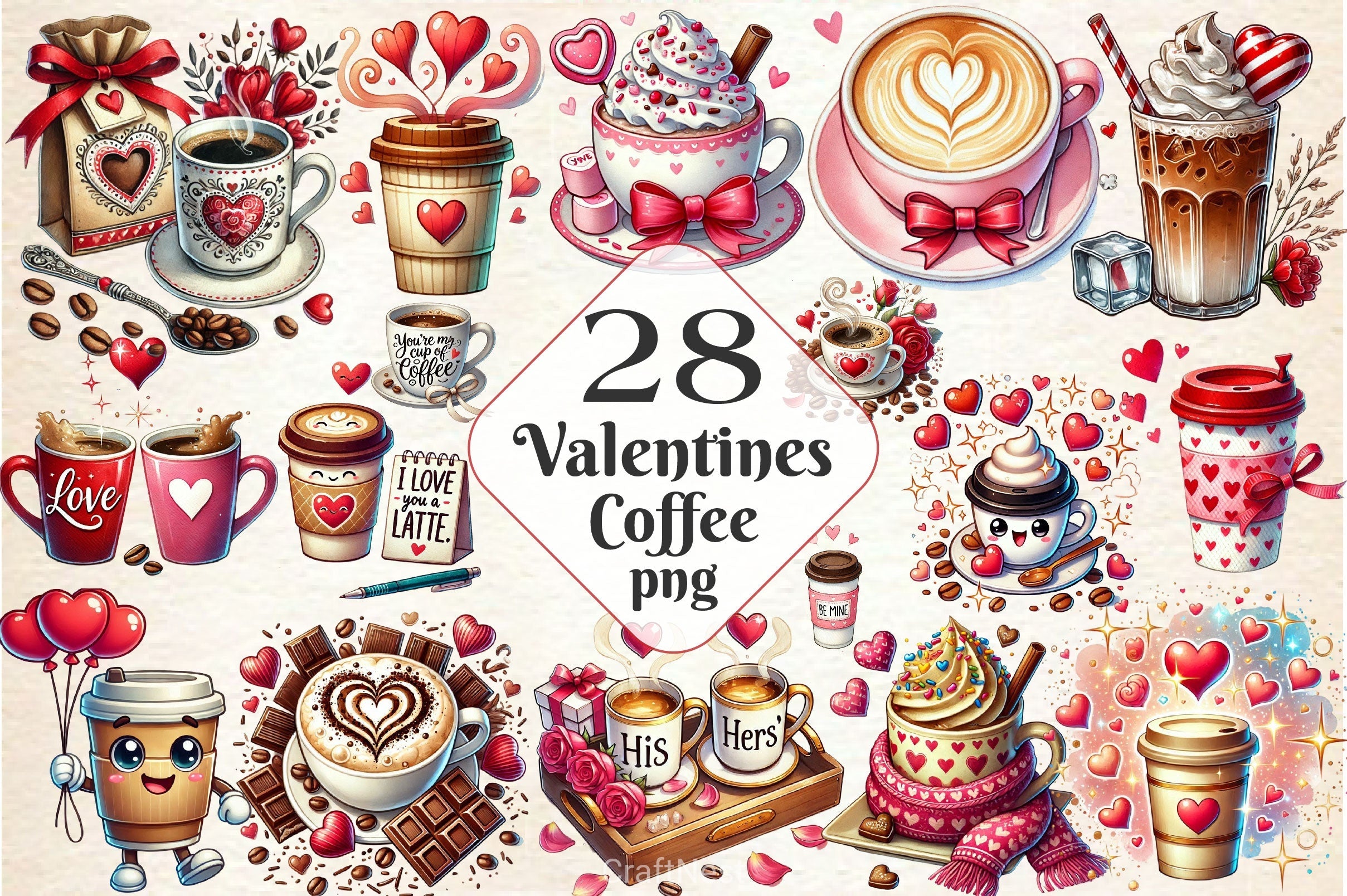Valentine Day Coffee Clipart Bundle 3