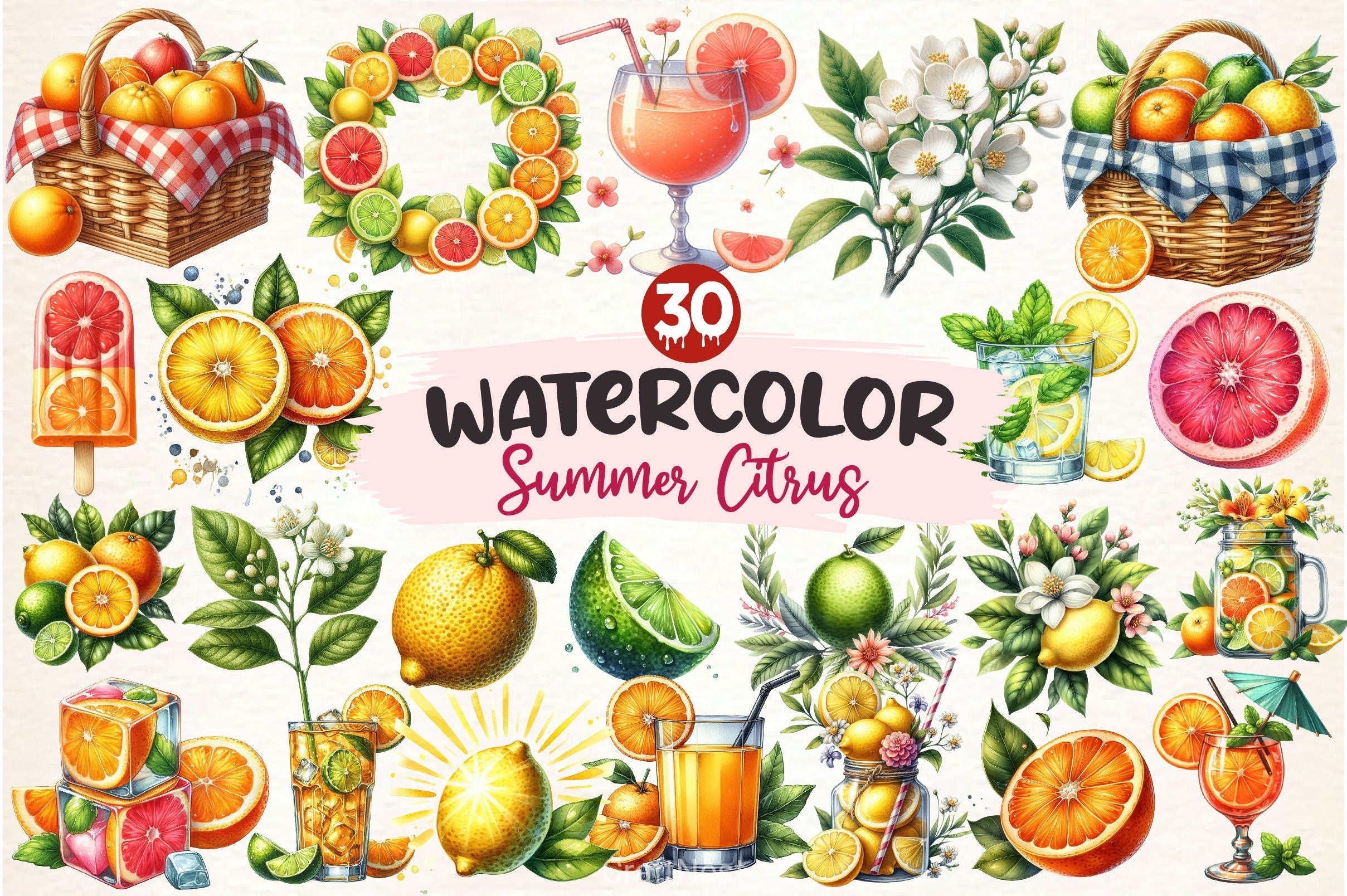 Summer Citrus Clipart Bundle 4