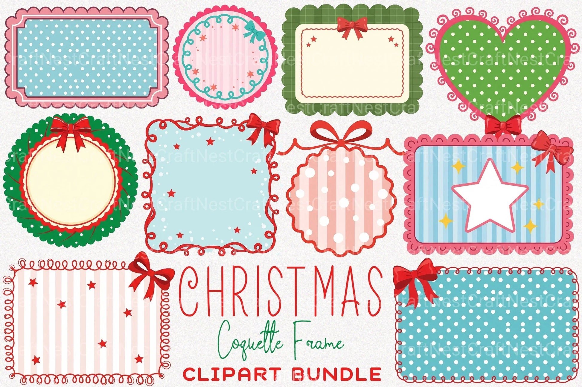 Christmas Coquette Frame Clipart Bundle 2 - CraftNest - Digital Crafting and Art
