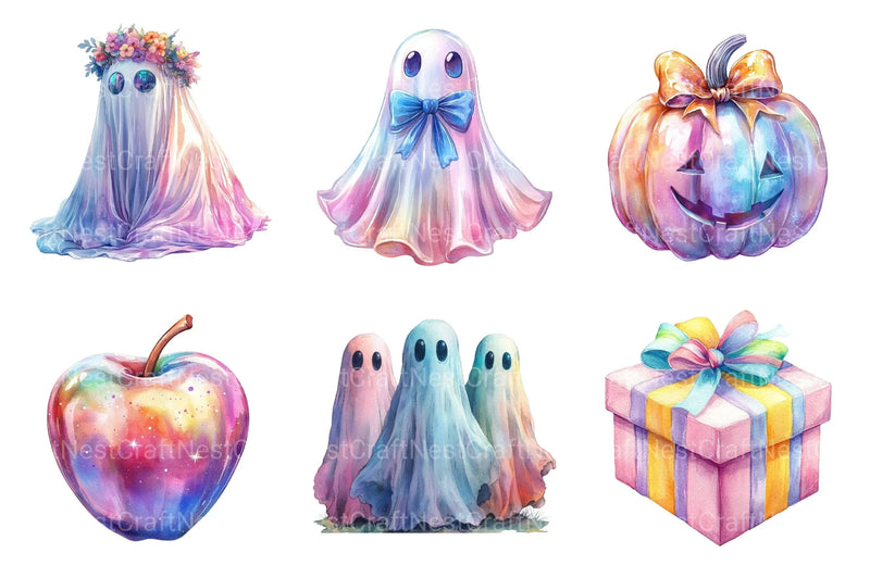 Halloween Ghost Iridescent Clipart Bundle - CraftNest - Digital Crafting and Art