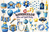 Blue And Gold Party Decorations Clipart Bundle
