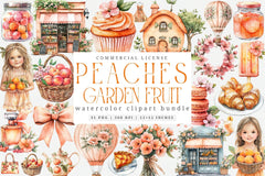 Cute Peaches Garden Fruit Clipart Bundle 2 - CraftNest - Digital Crafting and Art