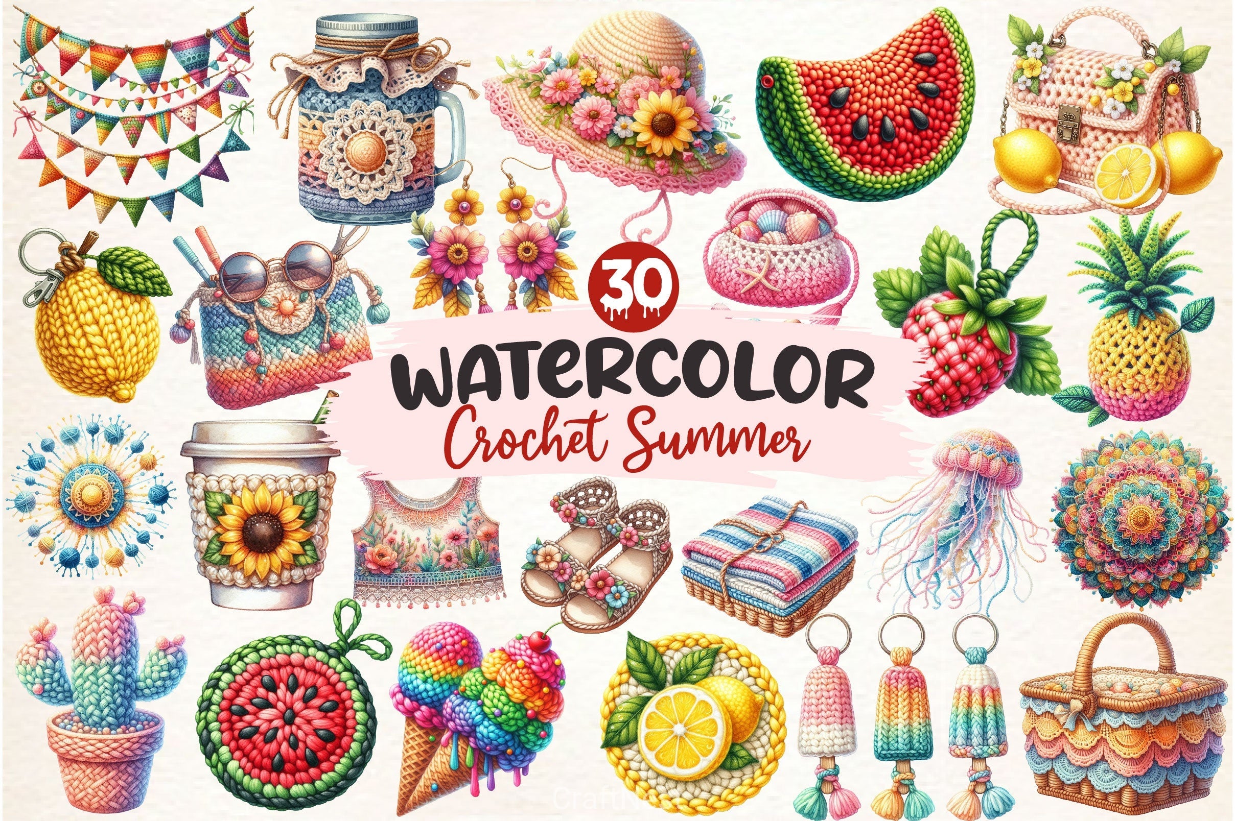 Crochet Summer Clipart Bundle 7