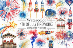 4th of July Fireworks Clipart Bundle 2 - CraftNest - Digital Crafting and Art