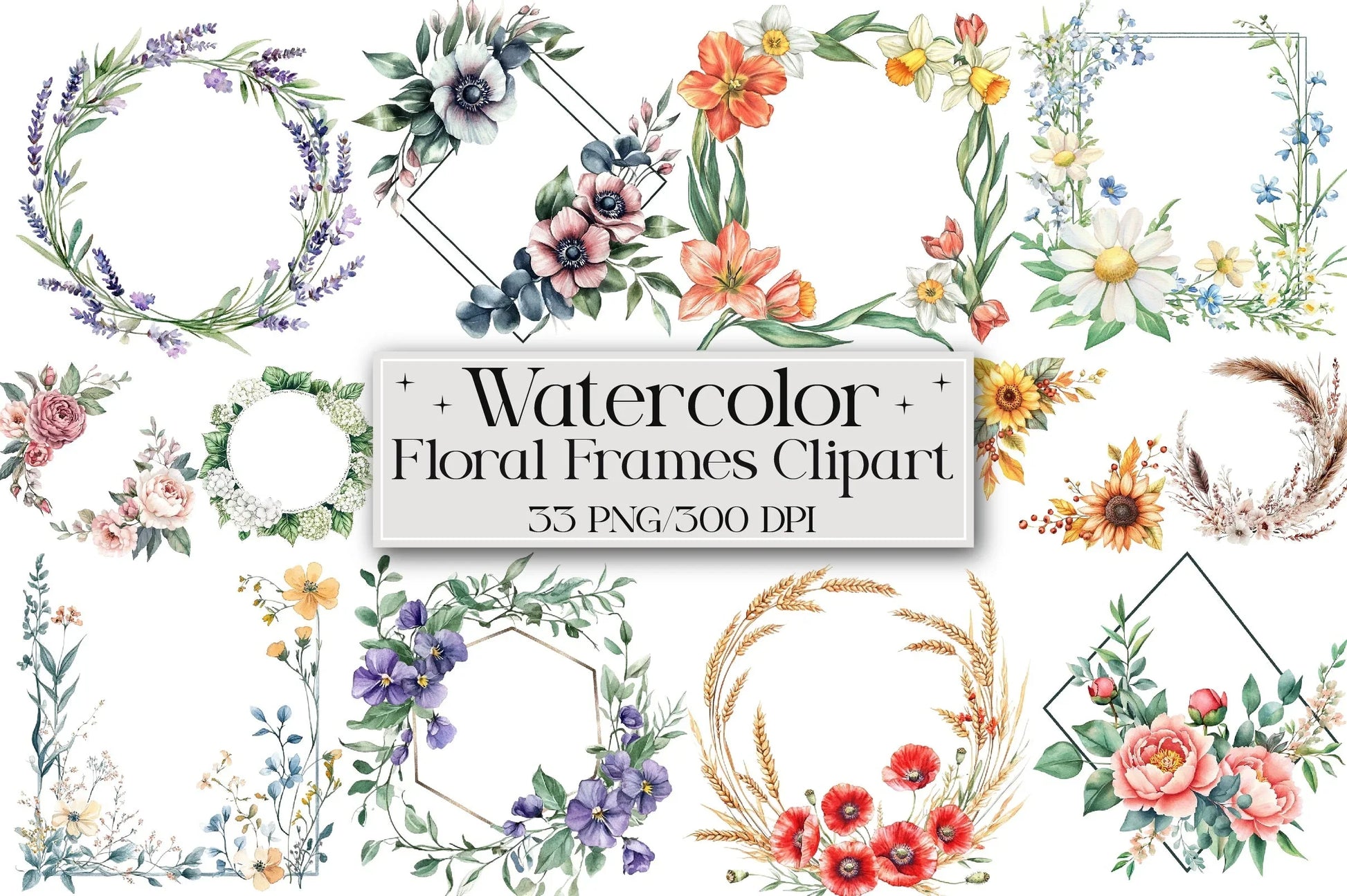 Floral Frames Clipart Bundle - CraftNest - Digital Crafting and Art