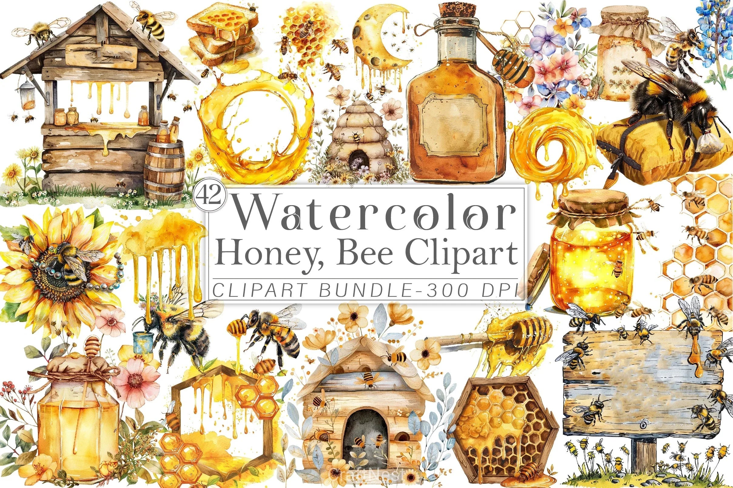 Honey Bee Clipart Bundle 21 - CraftNest - Digital Crafting and Art