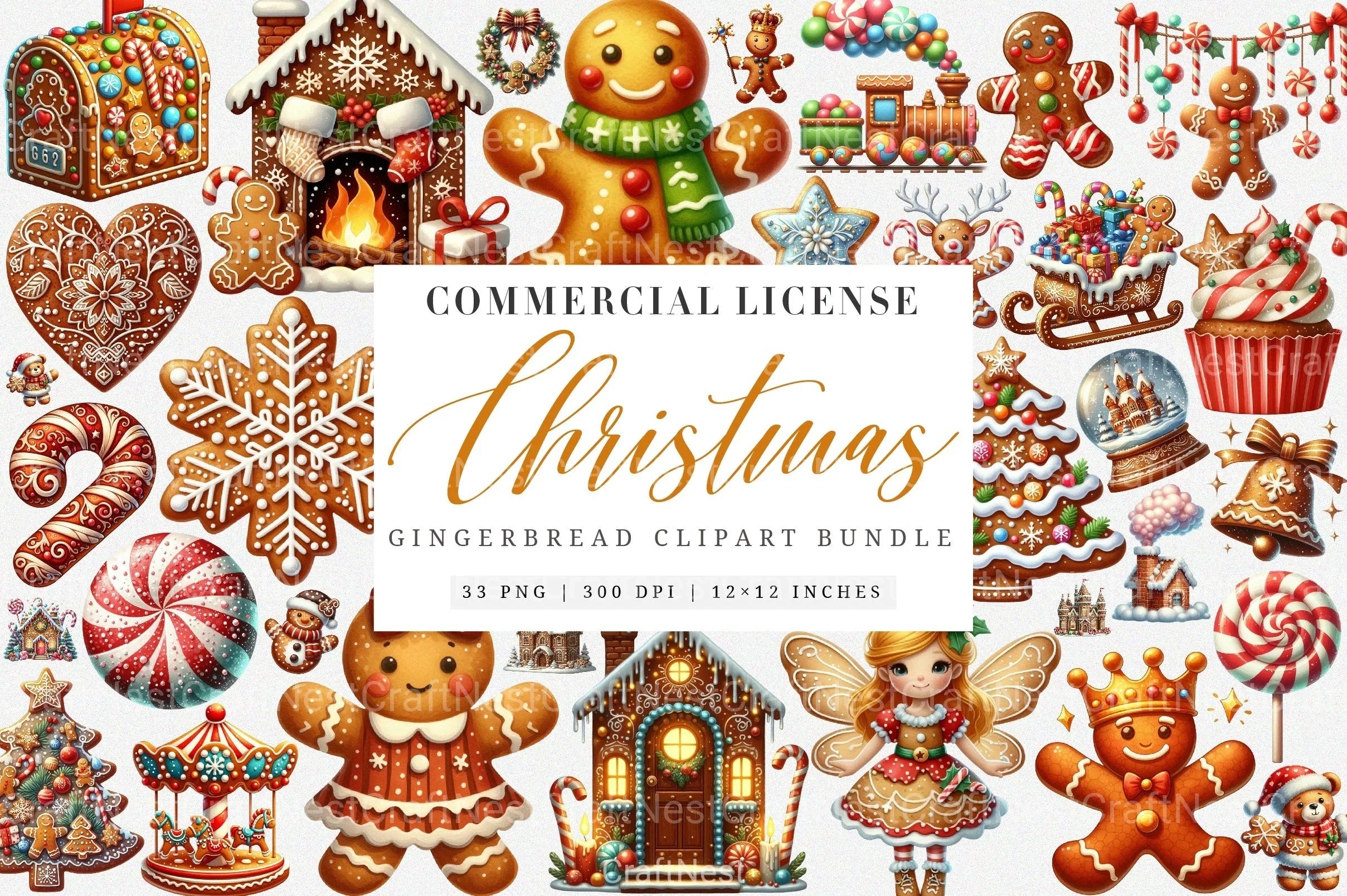 Gingerbread Kingdom Christmas Cookie Clipart Bundle - CraftNest - Digital Crafting and Art