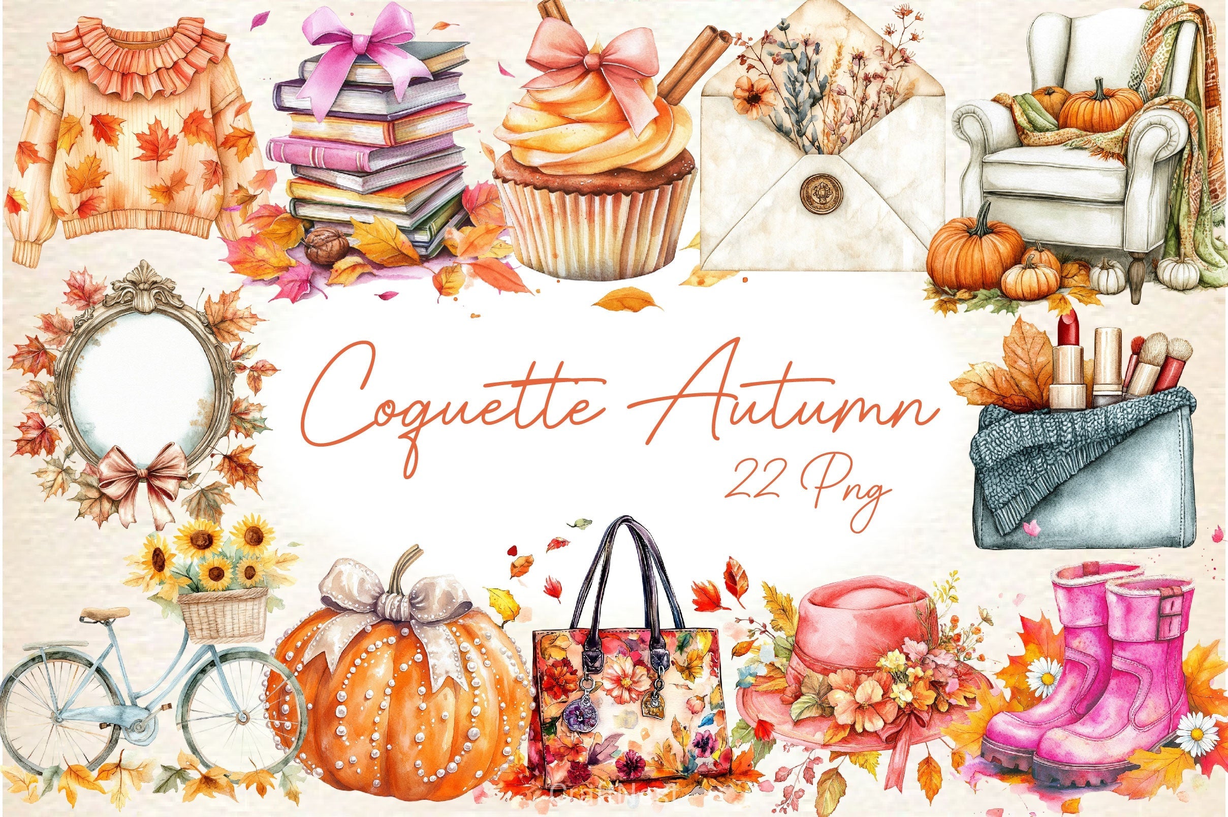Cute Coquette Autumn Clipart Bundle 2