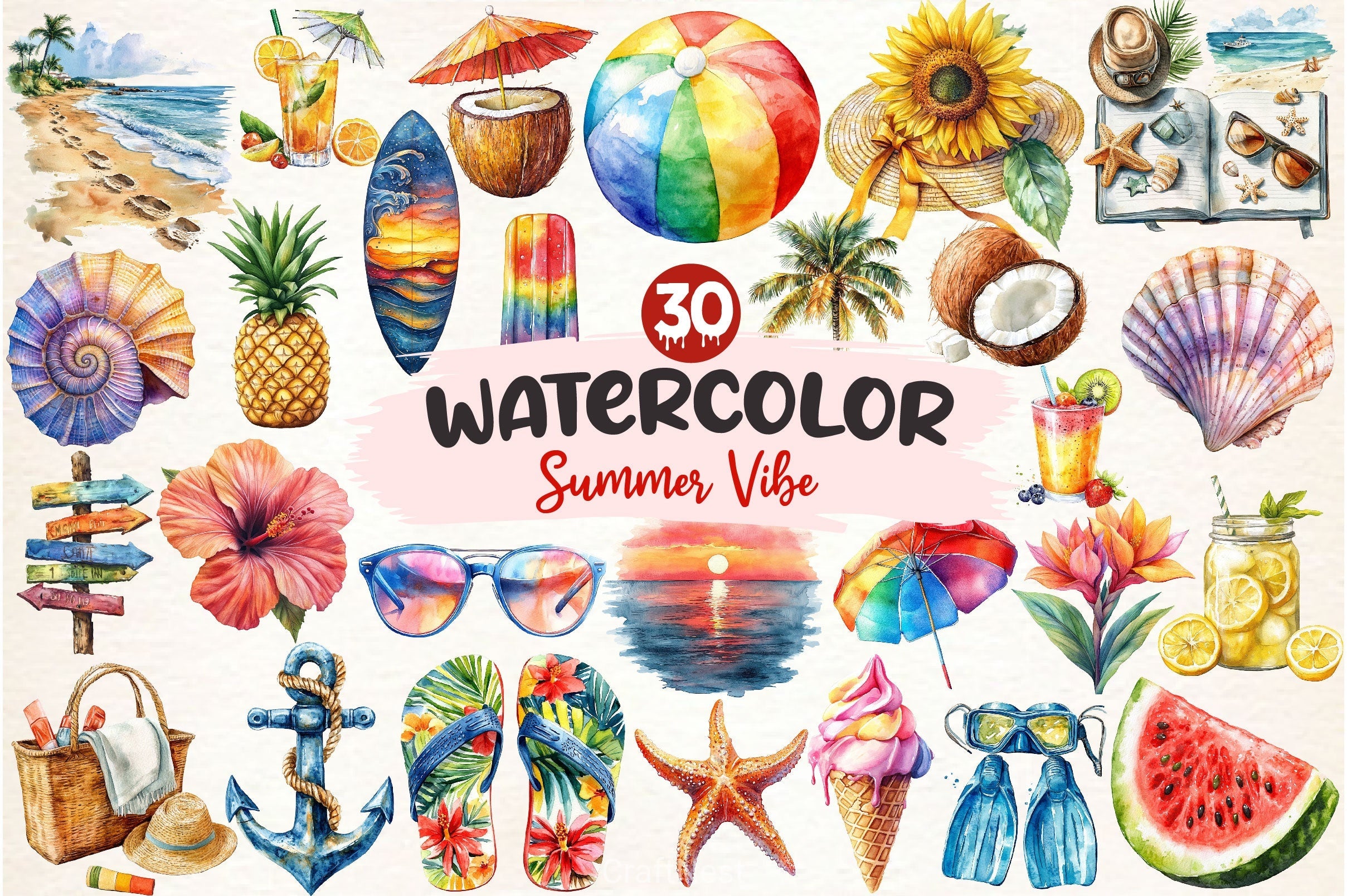 Summer Vibe Clipart Bundle 2