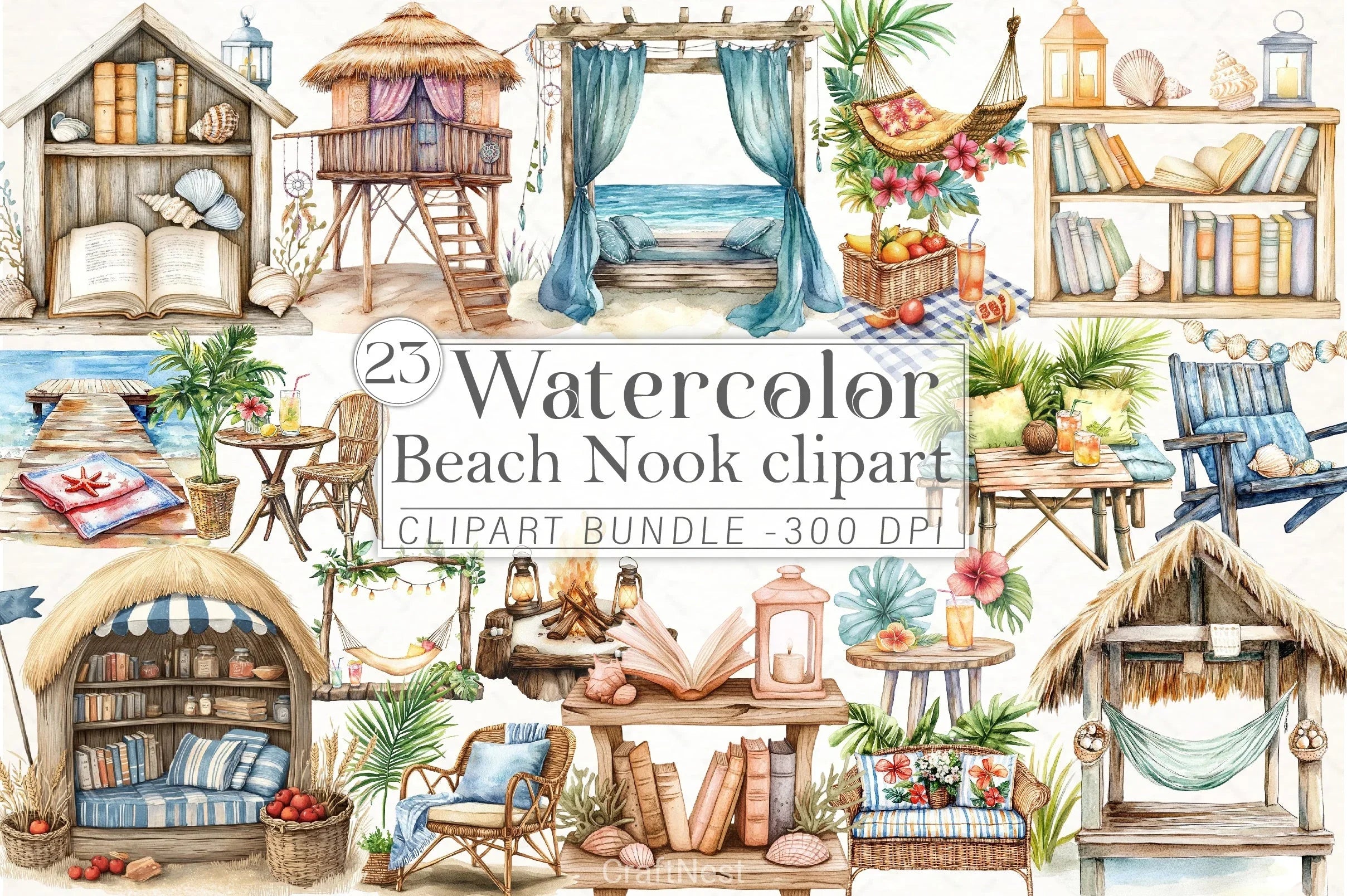 Beach Nook Clipart Bundle - CraftNest - Digital Crafting and Art