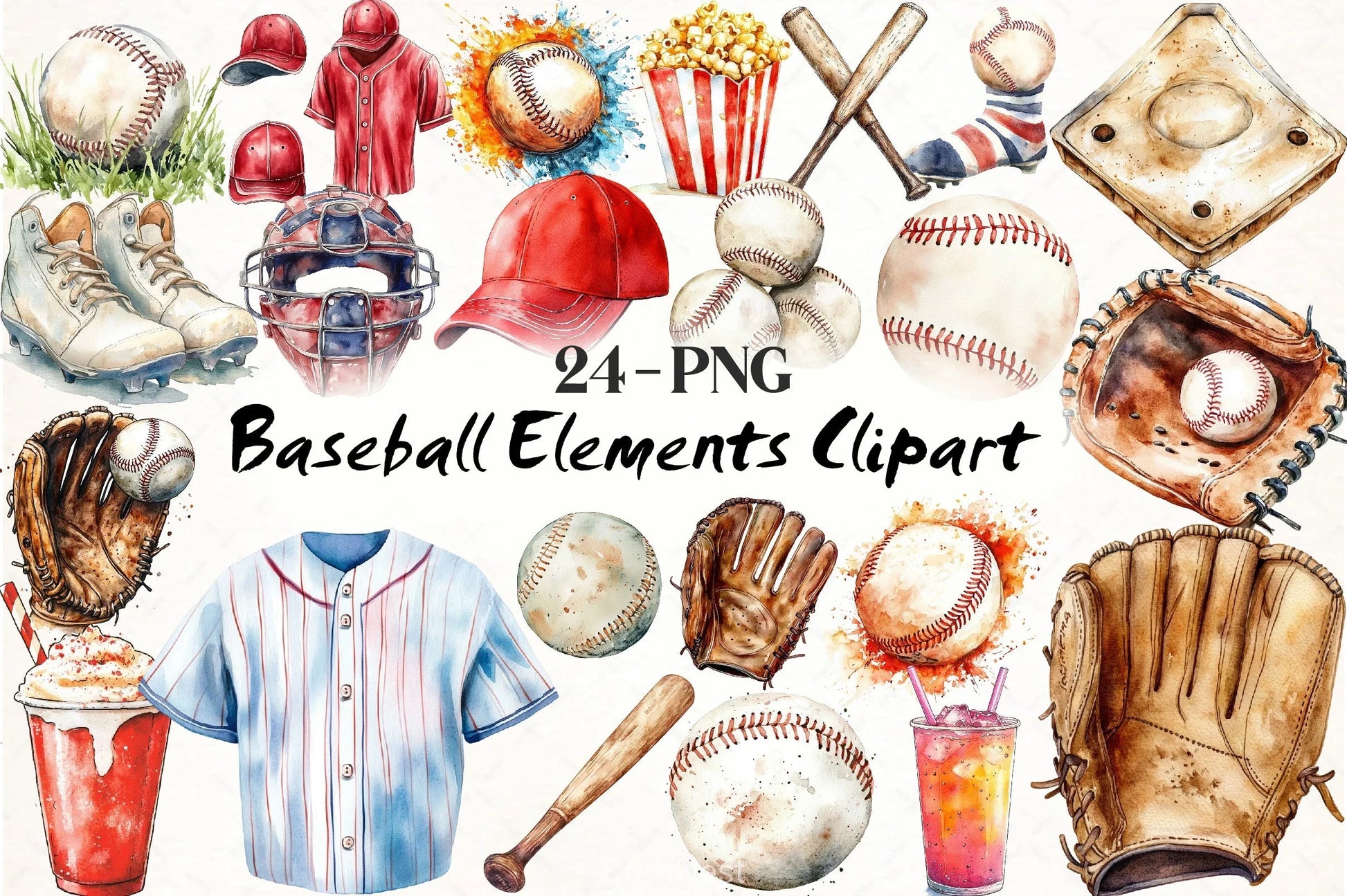 Baseball Elements Clipart Bundle - CraftNest - Digital Crafting and Art