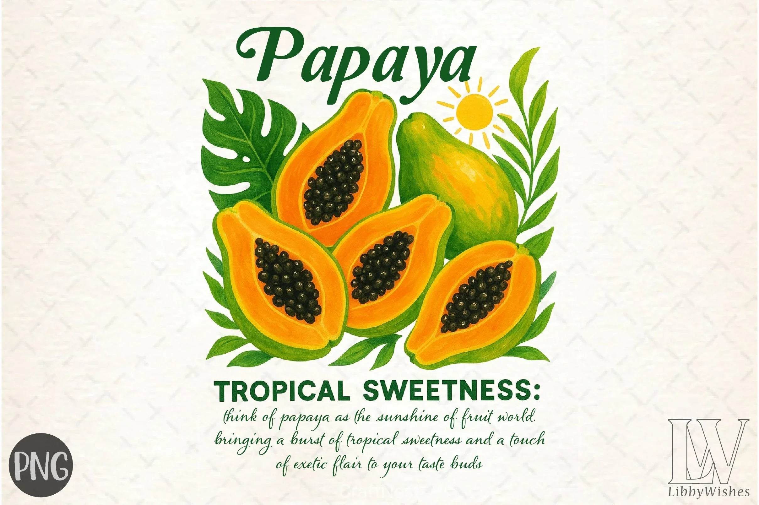 Papaya Tropical Clipart Bundle - CraftNest - Digital Crafting and Art