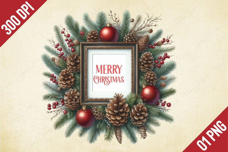Christmas Wreath Clipart Bundle 3 - CraftNest - Digital Crafting and Art