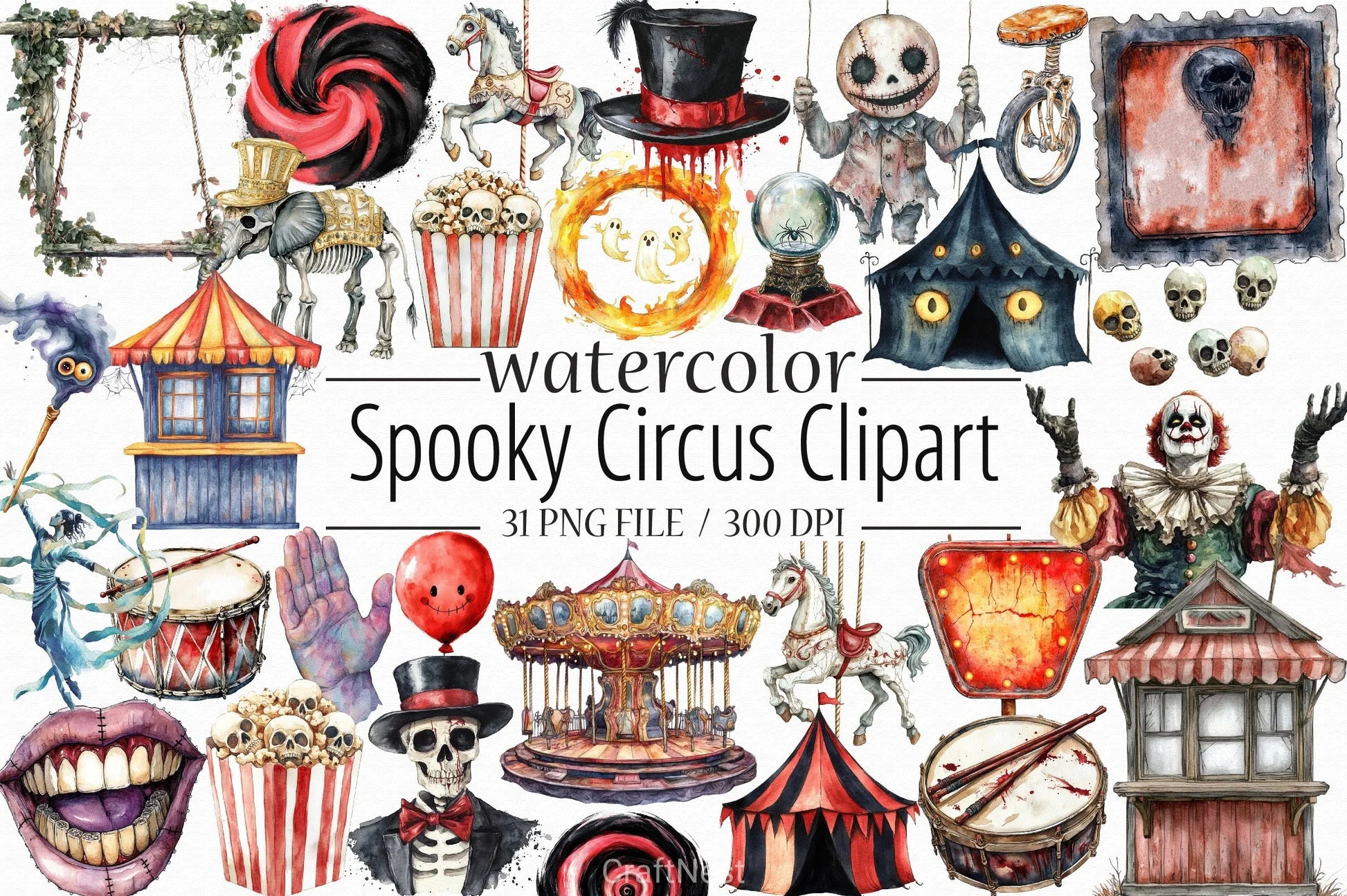 Spooky Circus Clipart Bundle - CraftNest - Digital Crafting and Art