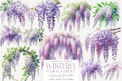 Wisteria Floral Garden Clipart Bundle - CraftNest - Digital Crafting and Art