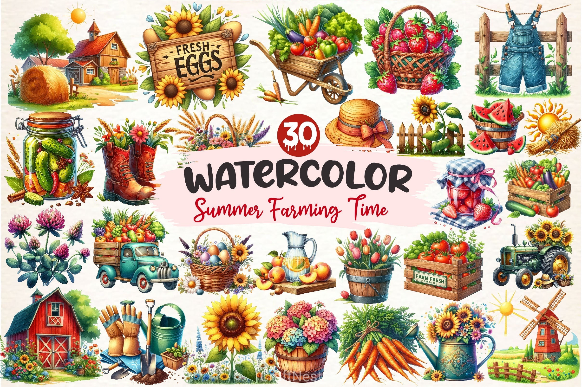 Summer Farming Time Clipart Bundle 2