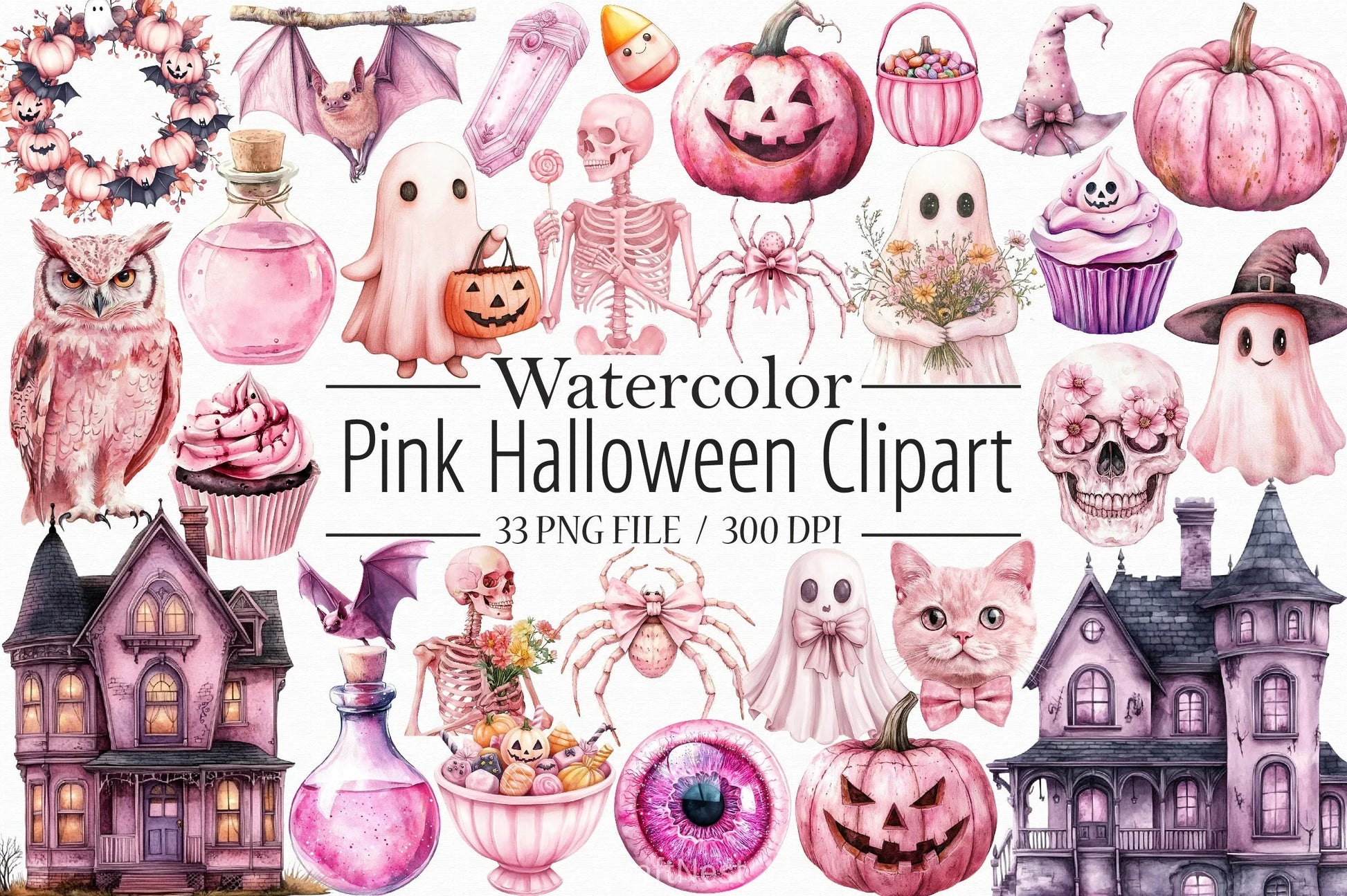 Pink Halloween Clipart Bundle - CraftNest - Digital Crafting and Art