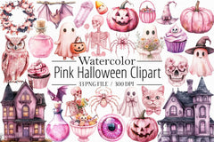 Pink Halloween Clipart Bundle - CraftNest - Digital Crafting and Art