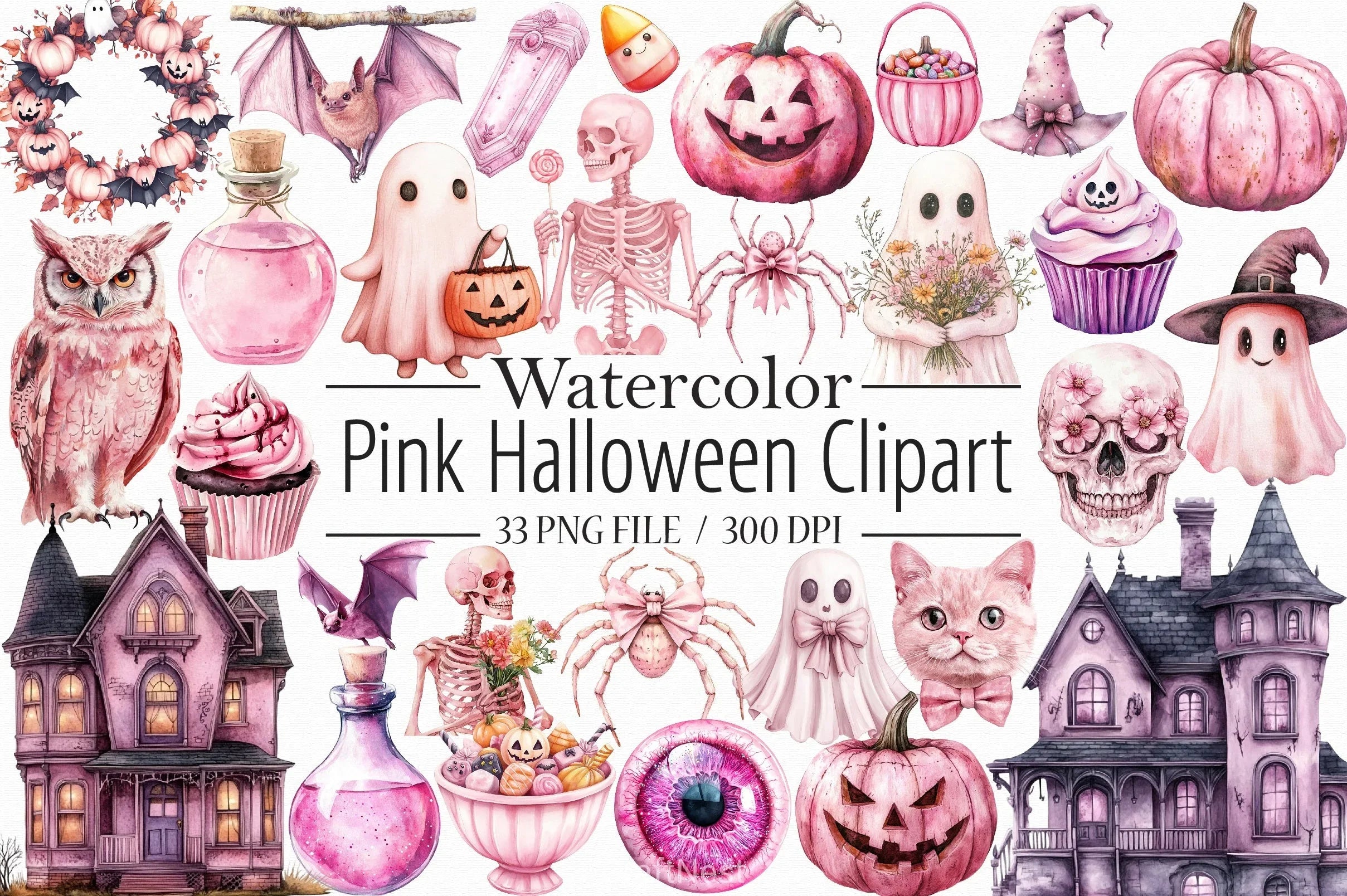 Pink Halloween Clipart Bundle - CraftNest - Digital Crafting and Art
