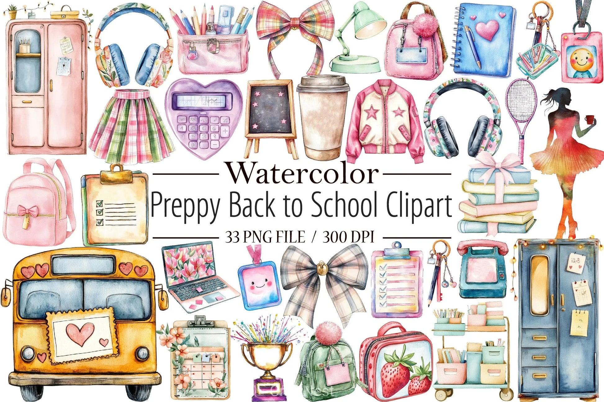 Preppy School Clipart Bundle - CraftNest - Digital Crafting and Art