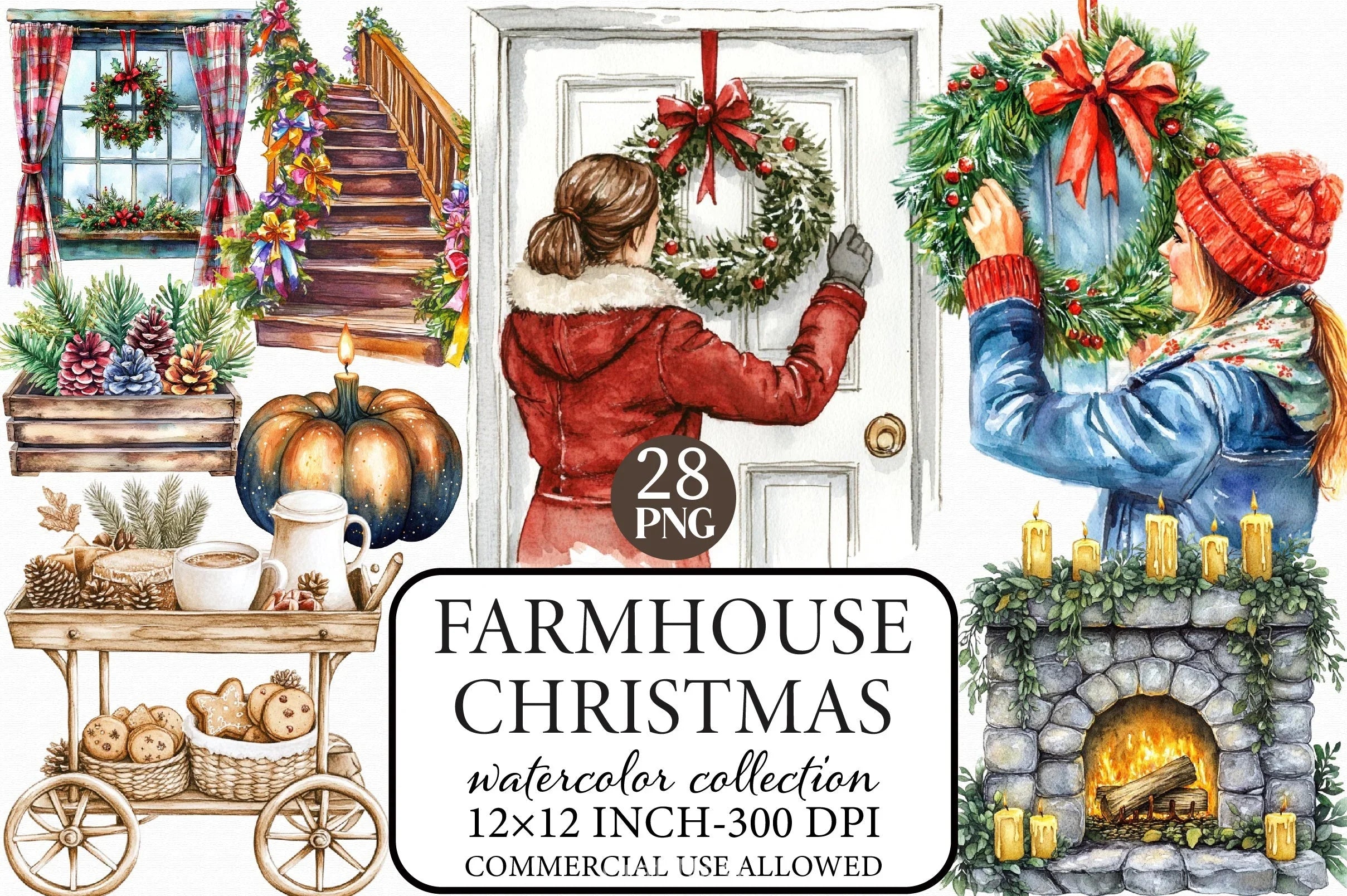 Farmhouse Christmas Clipart Bundle - CraftNest - Digital Crafting and Art