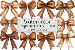 Coquette Football Bow Clipart Bundle - CraftNest - Digital Crafting and Art