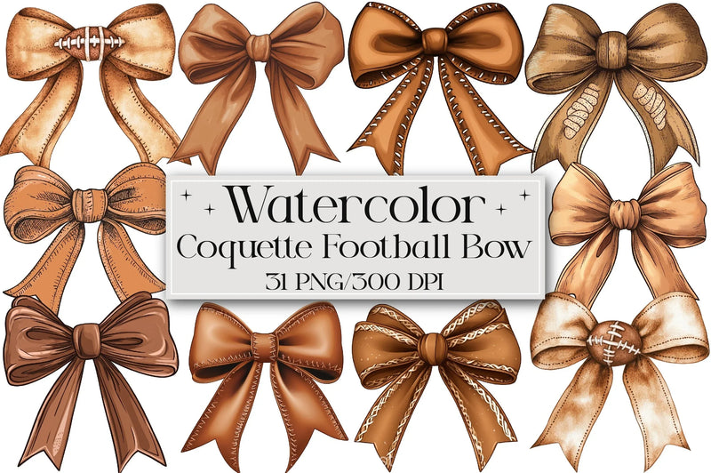 Coquette Football Bow Clipart Bundle - CraftNest - Digital Crafting and Art