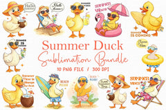 Summer Duck Clipart Bundle - CraftNest - Digital Crafting and Art