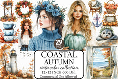 Coastal Autumn Clipart Bundle - CraftNest - Digital Crafting and Art